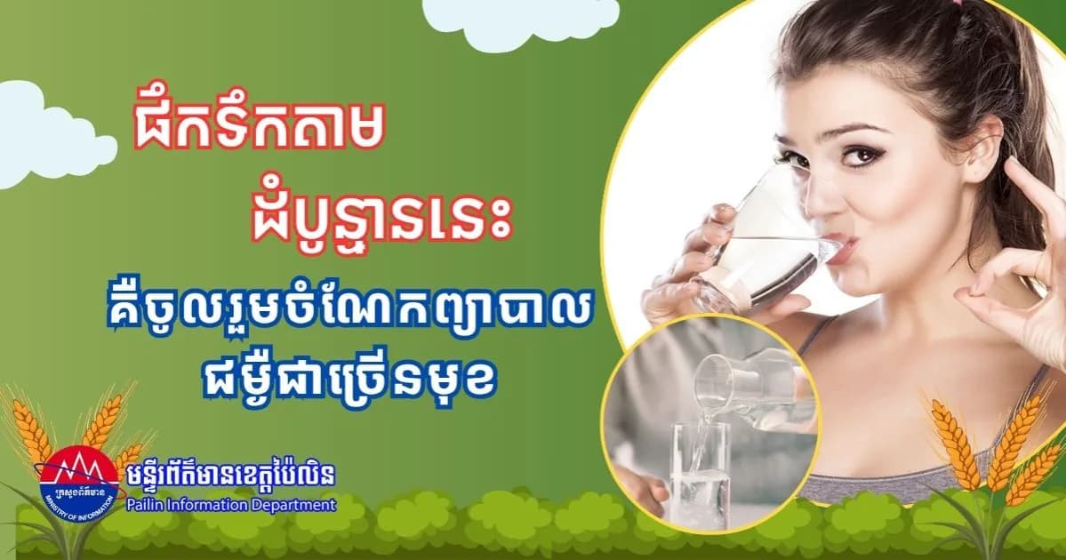 ផឹកទឹកតាមដំបូន្មាននេះ គឺចូលរួមចំណែកព្យាបាលជម្ងឺជាច្រើនមុខ